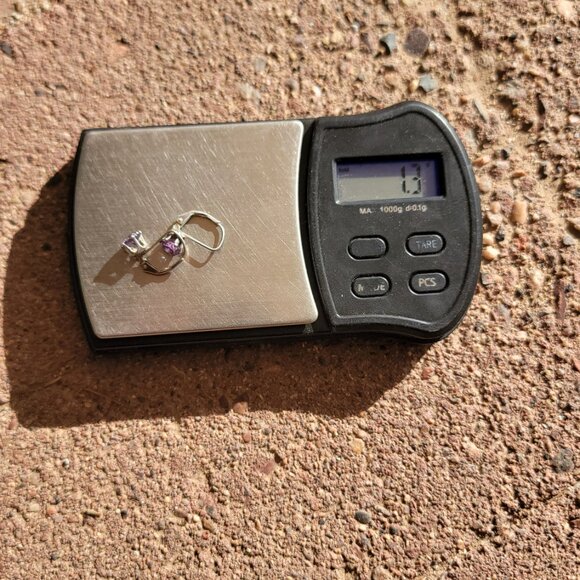 Vintage 925 sterling silver amethyst leverback drop earrings - Picture 16 of 16